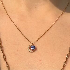 Elegant Gold and Purple Crescent Moon Necklace